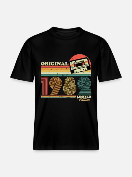 1982 Vintage Birthday Retro Vintage Gift -  RELAXED FIT Unisex Organic T-Shirt - black