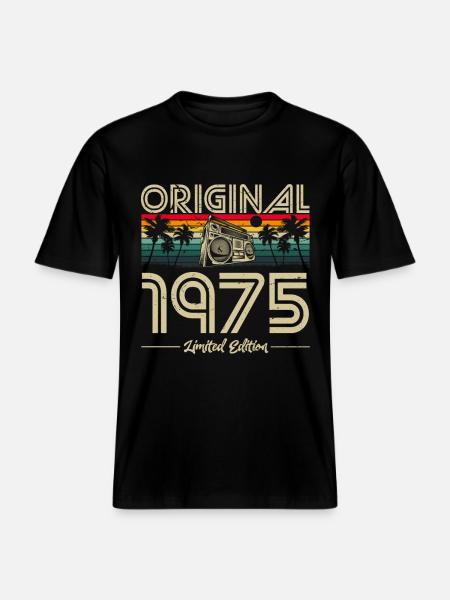 1975 Vintage syntymäpäivä retro vintage lahja -  RELAXED FIT Unisex Luomu T-paita - musta