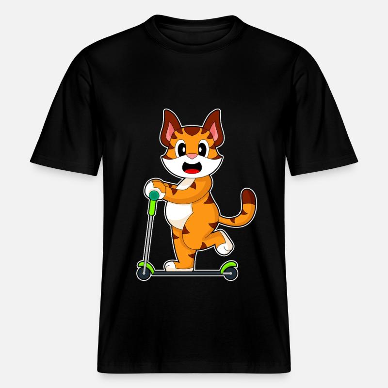 Tiger Scooter -  RELAXED FIT Unisex Organic T-Shirt - black