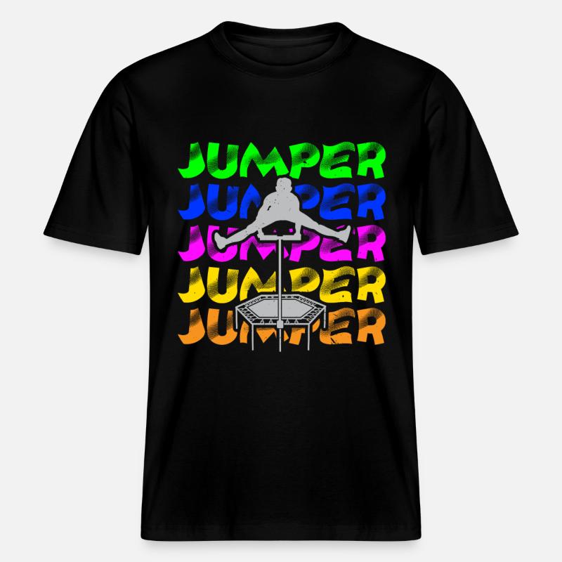 Trampoline Jumping Trampoline Trampoline Trampoline - T-shirt unisexe RELAXED FIT en coton bio - noir