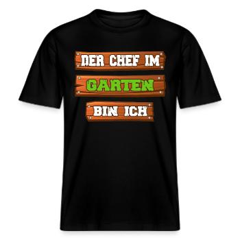 Garten Gartenchef Gartenregeln Kleingarten -  RELAXED FIT Unisex Organic T-Shirt - Schwarz - Vorne - Alina (178cm) & Michal (187cm)