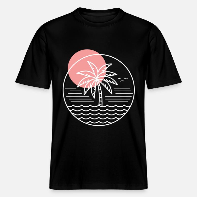 Palm Tree Circle -  RELAXED FIT Unisex Organic T-Shirt - black