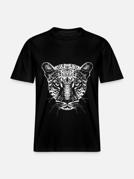 Leopard / Head / Graphic / White - RELAXED FIT Unisex Organic T-Shirt - black