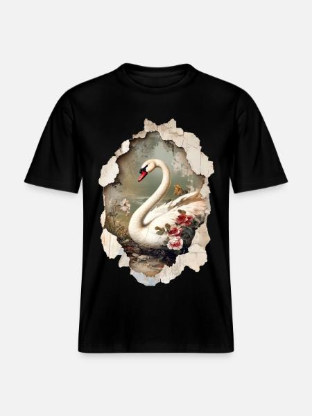 cygne -  T-shirt unisexe RELAXED FIT en coton bio - noir