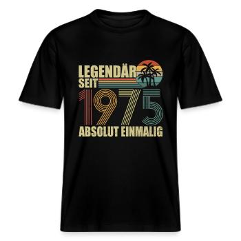 Legendär seit 1975 -  RELAXED FIT Unisex Organic T-Shirt - Schwarz - Vorne - Alina (178cm) & Michal (187cm)