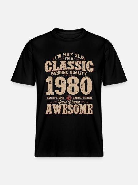 45th Birthday Original Vintage 1980 -  RELAXED FIT Unisex Organic T-Shirt - black