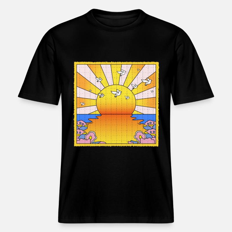 Feuille de Buvard LSD California Orange Sunshine - T-shirt unisexe RELAXED FIT en coton bio - noir