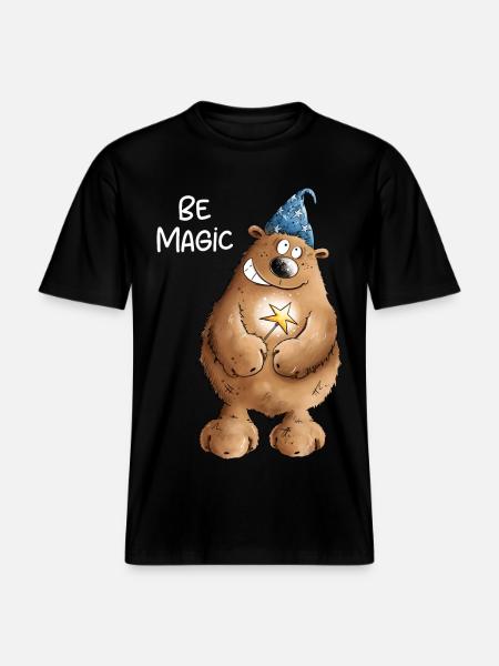Be Magic Magician Bear I Magician -  RELAXED FIT Unisex Organic T-Shirt - black