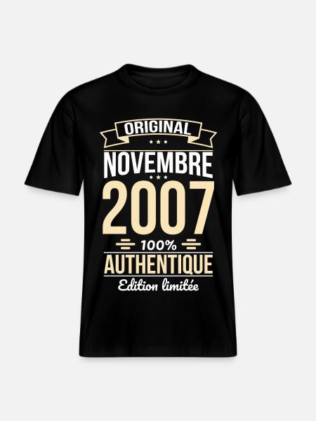 18th Birthday - Original - November 2007 -  RELAXED FIT Unisex Organic T-Shirt - black