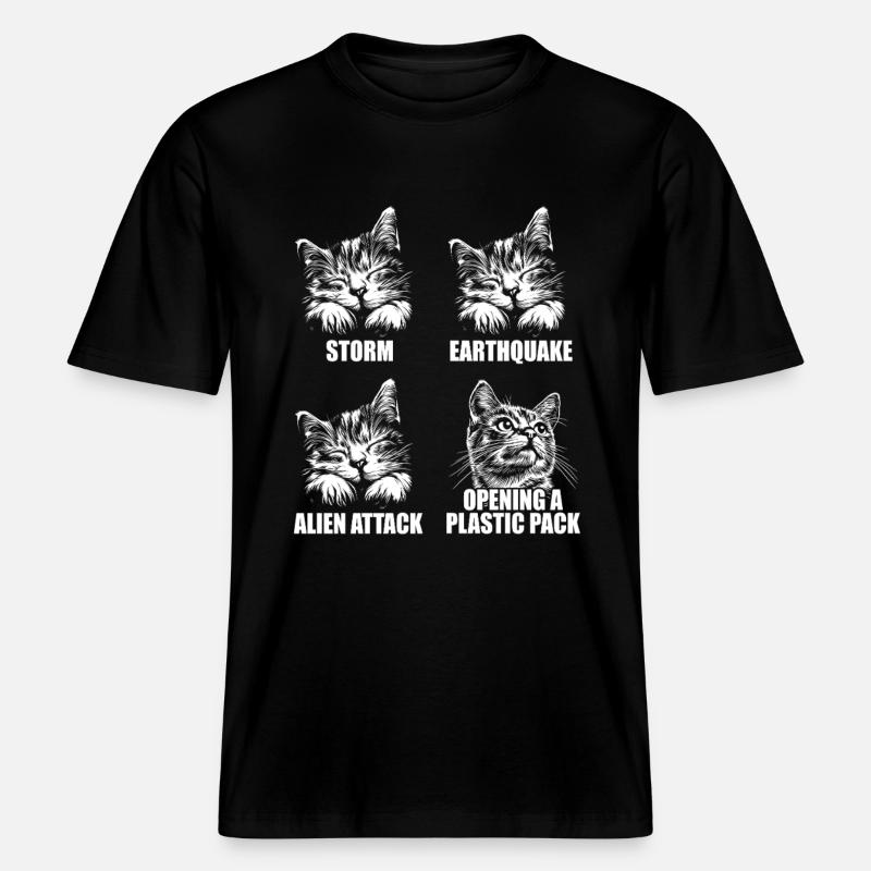 Cat - selective perception - saying -  RELAXED FIT Unisex Organic T-Shirt - black
