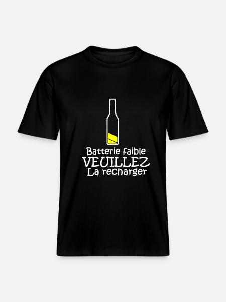 Batterie faible -  T-shirt unisexe RELAXED FIT en coton bio - noir