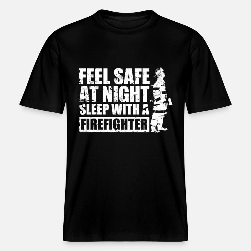Safe With Firefighter -  T-shirt unisexe RELAXED FIT en coton bio - noir