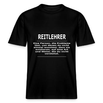 REITLEHRER -  RELAXED FIT Unisex Organic T-Shirt - Schwarz - Vorne - Alina (178cm) & Michal (187cm)