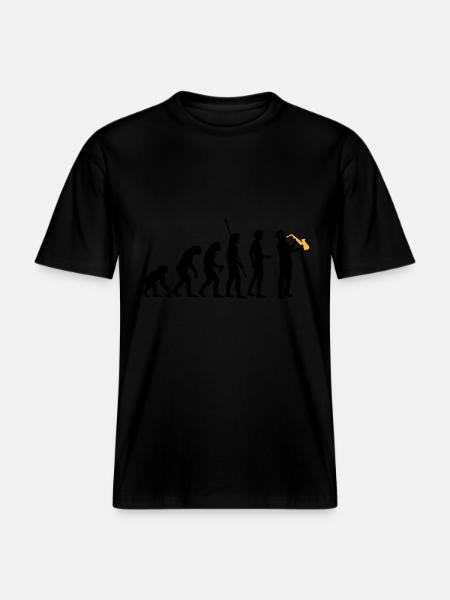 evolution_saxophon_a_2 -  RELAXED FIT Unisex Organic T-Shirt - black