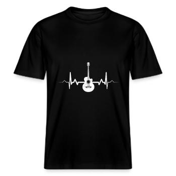 Battement de guitare acoustique - guitariste -  T-shirt unisexe RELAXED FIT en coton bio - noir - Devant - Alina (178cm) & Michal (187cm)