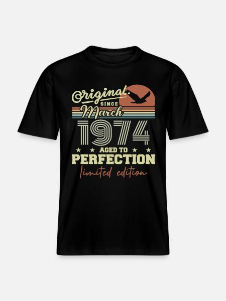Anniversaire Mars 1974 -  T-shirt unisexe RELAXED FIT en coton bio - noir