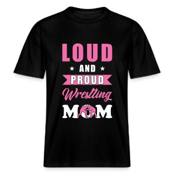 Wrestling Mom -  RELAXED FIT Unisex Organic T-Shirt - Schwarz - Vorne - Alina (178cm) & Michal (187cm)