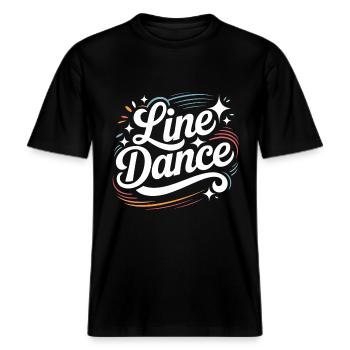 Line Dance mein Hobby - meine Passion - mein Ding -  RELAXED FIT Unisex Organic T-Shirt - Schwarz - Vorne - Alina (178cm) & Michal (187cm)