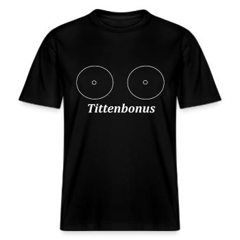 Bonus -  RELAXED FIT Unisex Organic T-Shirt - Schwarz - Vorne - Alina (178cm) & Michal (187cm)