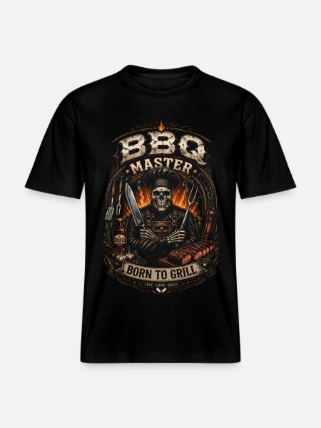Master BBQ Skeleton Grill – Barbecue-Humor - RELAXED FIT Unisex Organic T-Shirt - Schwarz