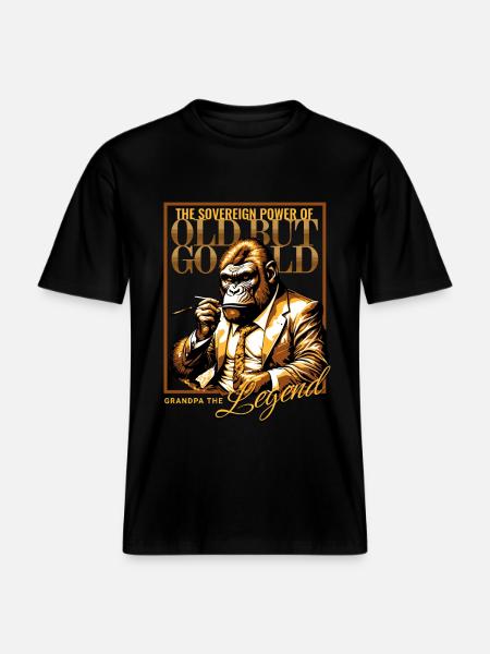 Gammal men guld / Morfar legenden -  Unisex ekologisk T-shirt med avslappnad passform - svart