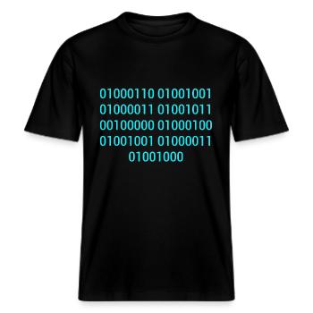 BINARY CODE / BINÄRCODE F**K DICH GESCHENKIDEE -  RELAXED FIT Unisex Organic T-Shirt - Schwarz - Vorne - Alina (178cm) & Michal (187cm)