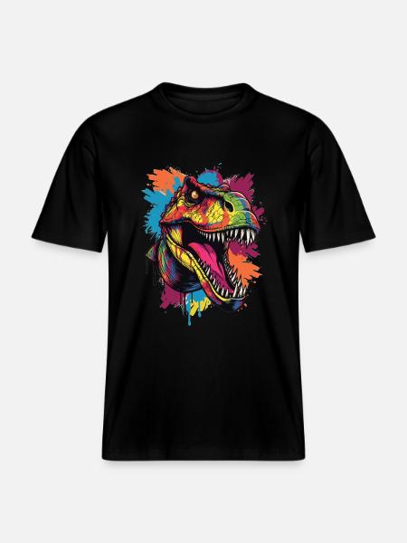 Bunter T-Rex Kopf - RELAXED FIT Unisex Organic T-Shirt - Schwarz