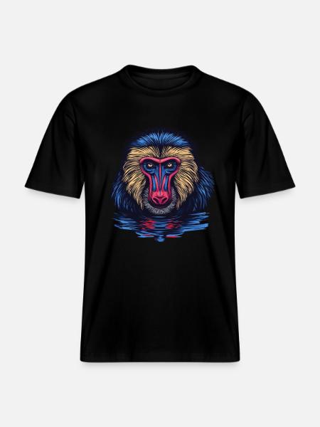 Mandrill Affe im Spiegel - RELAXED FIT Unisex Organic T-Shirt - Schwarz