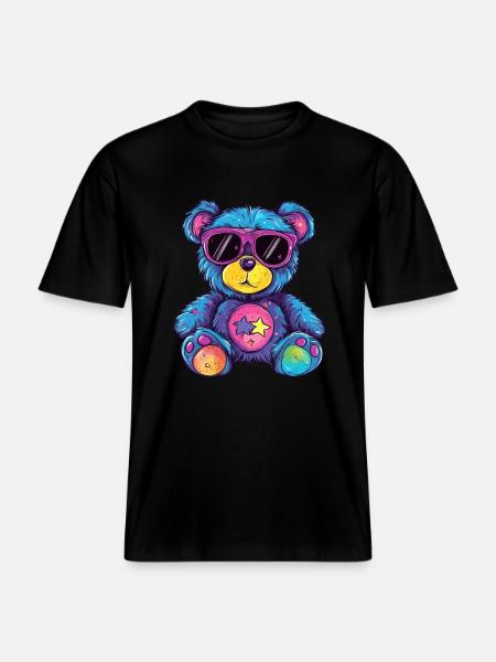 Bunter Sternen Teddy - RELAXED FIT Unisex Organic T-Shirt - Schwarz