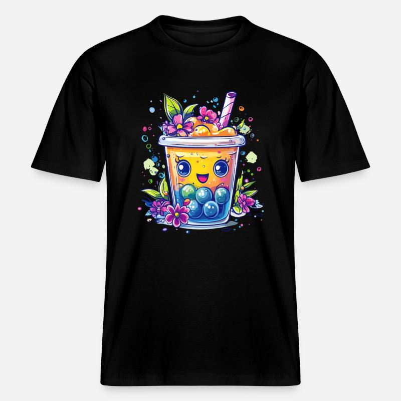 Fruchtiger Bubble Tea -  RELAXED FIT Unisex Organic T-Shirt - Schwarz