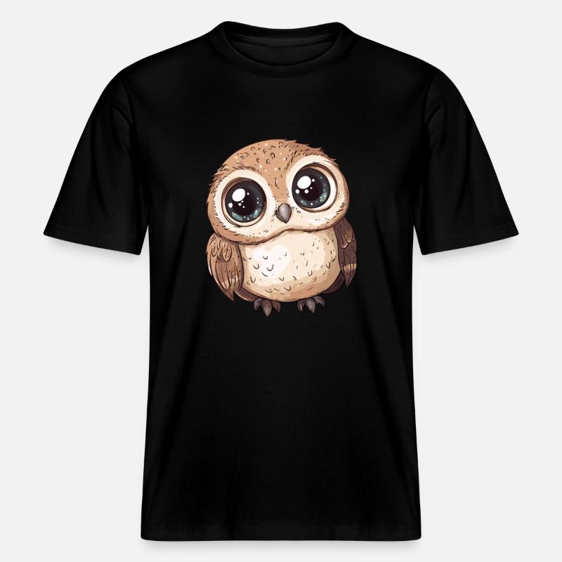 Süße große Eule -  RELAXED FIT Unisex Organic T-Shirt - Schwarz
