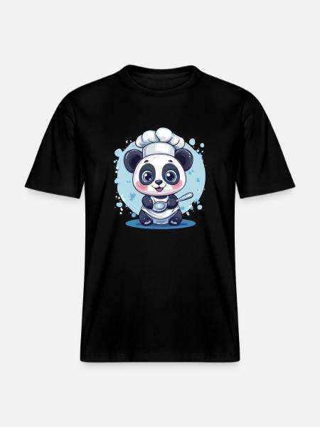Panda with chef's hat - RELAXED FIT Unisex Organic T-Shirt - black