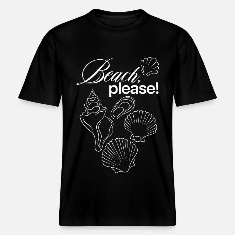 Illustration de coquillage côtier Beach Please - T-shirt unisexe RELAXED FIT en coton bio - noir