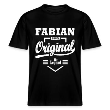 Fabian original gift personalized first name fabian -  RELAXED FIT Unisex Organic T-Shirt - black - Front - Alina (178cm) & Michal (187cm)