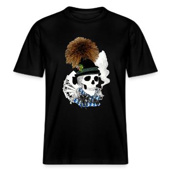 Sepp_Bayern-skull -  RELAXED FIT Unisex Organic T-Shirt - Schwarz - Vorne - Alina (178cm) & Michal (187cm)