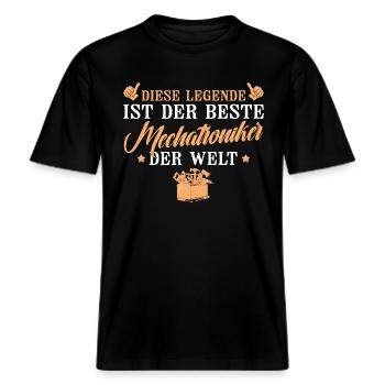 Bester Kfz Mechatroniker Handwerker -  RELAXED FIT Unisex Organic T-Shirt - Schwarz - Vorne - Alina (178cm) & Michal (187cm)