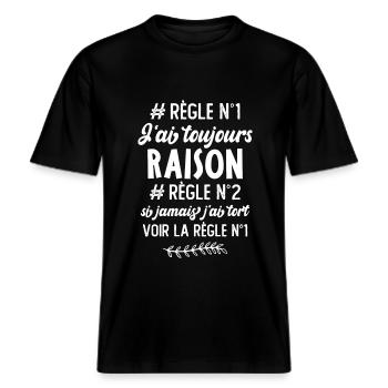 J'ai toujours raison Règle -  T-shirt unisexe RELAXED FIT en coton bio - noir - Devant - Alina (178cm) & Michal (187cm)