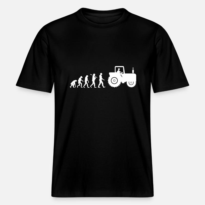 Traktor Landwirtschaft Evolution Geschenk -  RELAXED FIT Unisex Organic T-Shirt - Schwarz