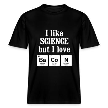 I love Ba Co N - Funny Element Shirt - Gift -  RELAXED FIT Unisex Organic T-Shirt - black - Front - Alina (178cm) & Michal (187cm)