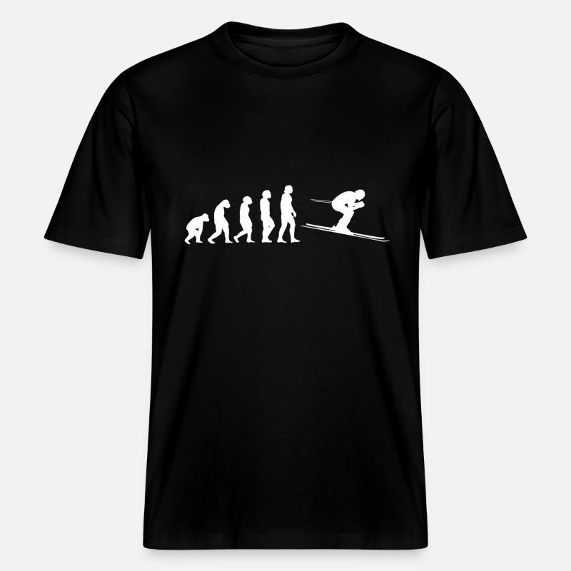 Skiing evolution -  RELAXED FIT Unisex Organic T-Shirt - black
