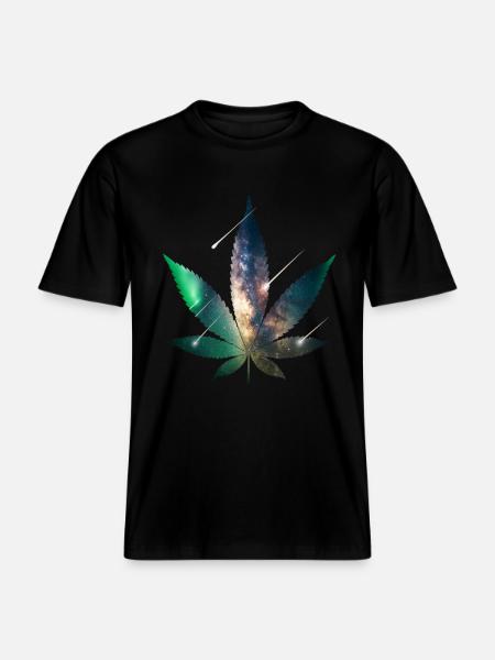 Galaxy Hanfblatt - Cannabis - Weed -  RELAXED FIT Unisex Organic T-Shirt - Schwarz
