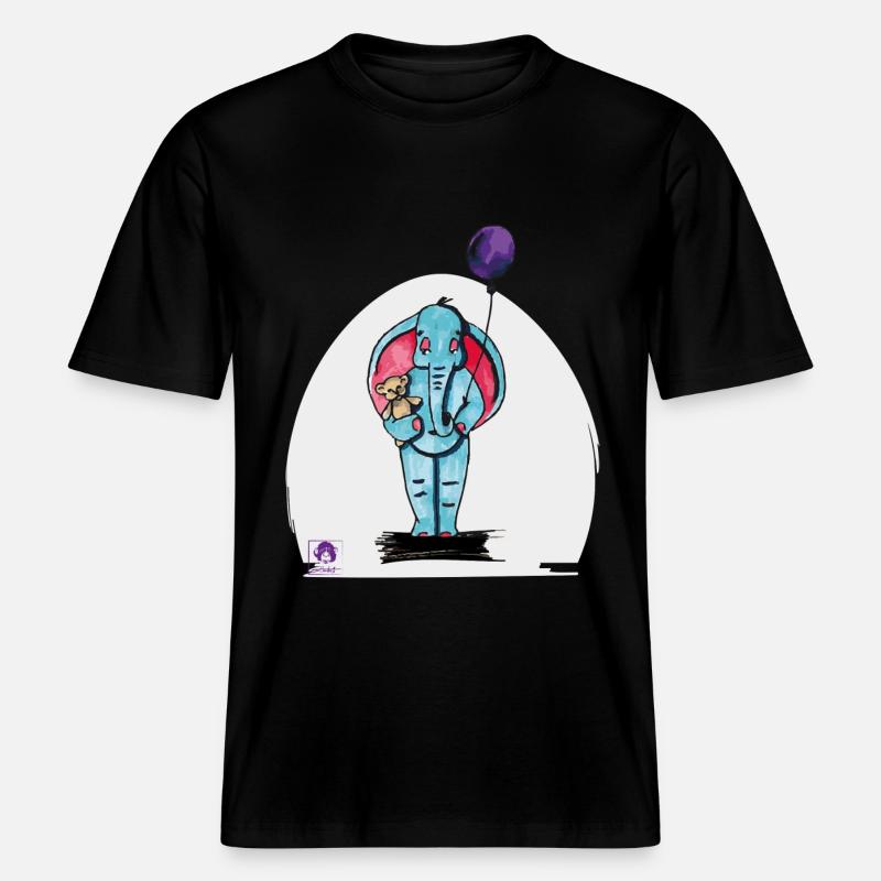 Elijah der Elefant -  RELAXED FIT Unisex Organic T-Shirt - Schwarz