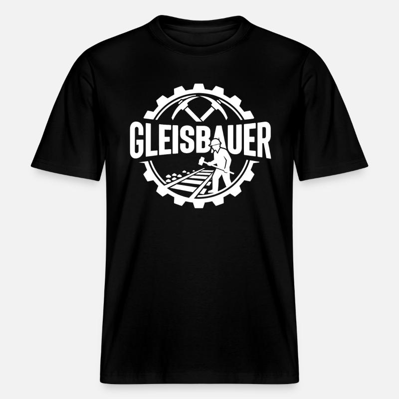 Gleisbauer Baustelle Eisenbahn -  RELAXED FIT Unisex Organic T-Shirt - Schwarz
