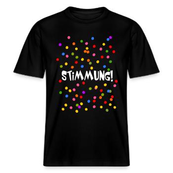 Stimmung Konfetti Fasching Karneval Silvester bunt -  RELAXED FIT Unisex Organic T-Shirt - Schwarz - Vorne - Alina (178cm) & Michal (187cm)