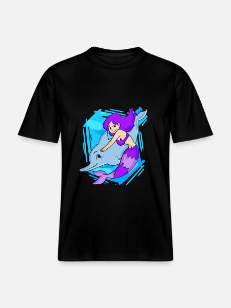 Mermaid with dolphin -  RELAXED FIT Unisex Organic T-Shirt - black