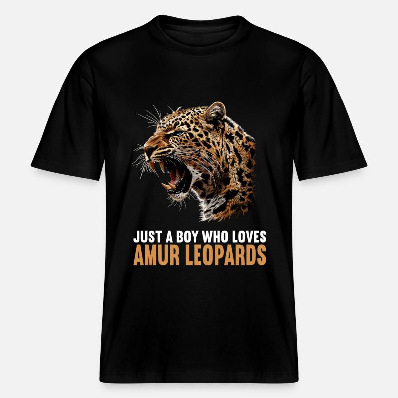 Léopard de l’Amour Amurleoparden Amurleopard -  T-shirt unisexe RELAXED FIT en coton bio - noir