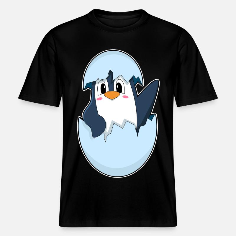 Pinguin Eierschale - RELAXED FIT Unisex Organic T-Shirt - Schwarz