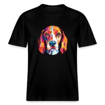 Beagle Harrier Scent Hound race chien aquarelle -  T-shirt unisexe RELAXED FIT en coton bio - noir - Devant - Alina (178cm) & Michal (187cm)