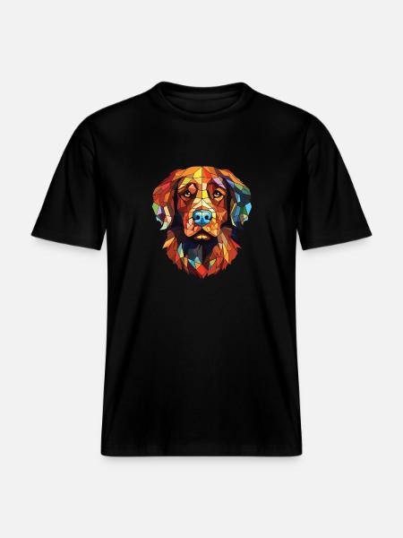 Hovawartin koirarodun akvarellilasikuva -  RELAXED FIT Unisex Luomu T-paita - musta