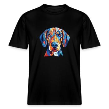 American Blue Gascogne Hund Rasse Aquarell -  RELAXED FIT Unisex Organic T-Shirt - Schwarz - Vorne - Alina (178cm) & Michal (187cm)